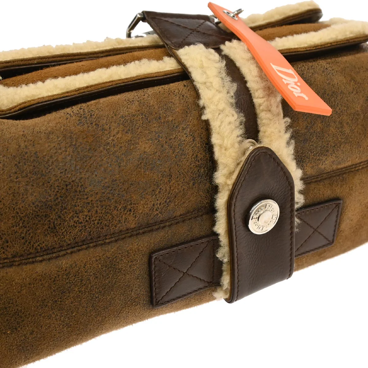Christian Dior Brown Mouton Flight Handbag - Image 6