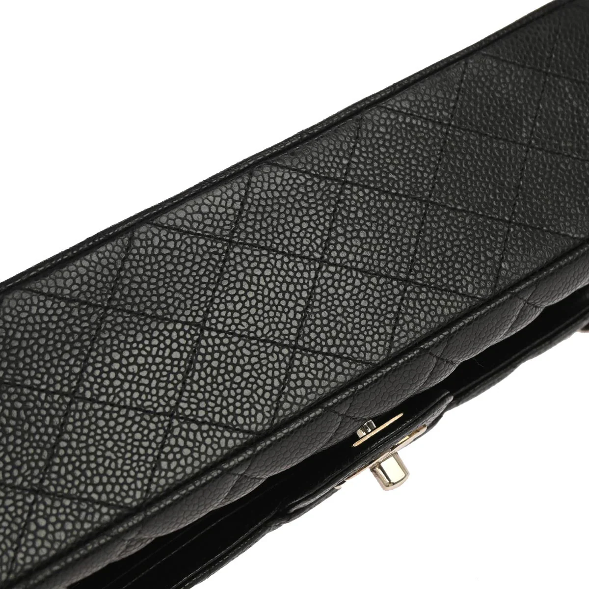 Chanel 2010-2011 Black Caviar Skin Medium Classic Double Flap Shoulder Bag - Image 3