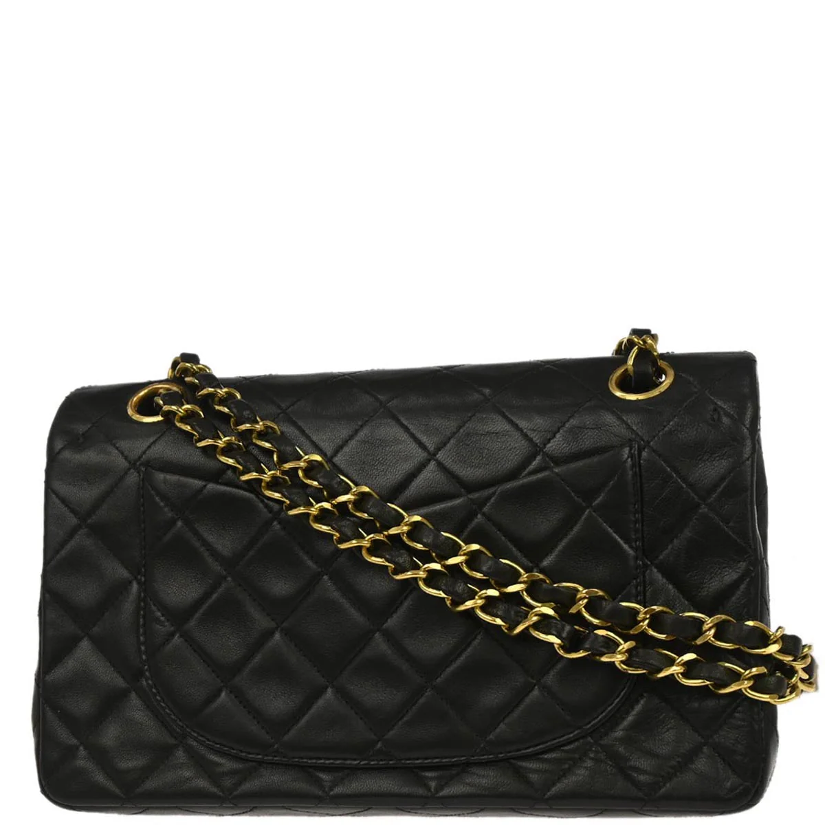 Chanel 1991-1994 Black Lambskin Small Classic Double Flap Shoulder Bag - Image 2
