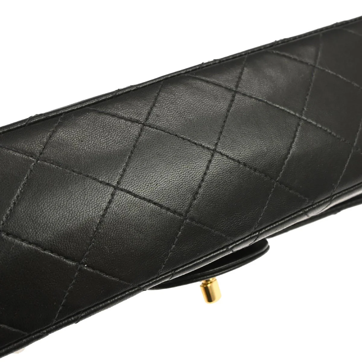 Chanel 1991-1994 Black Lambskin Small Classic Double Flap Shoulder Bag - Image 3