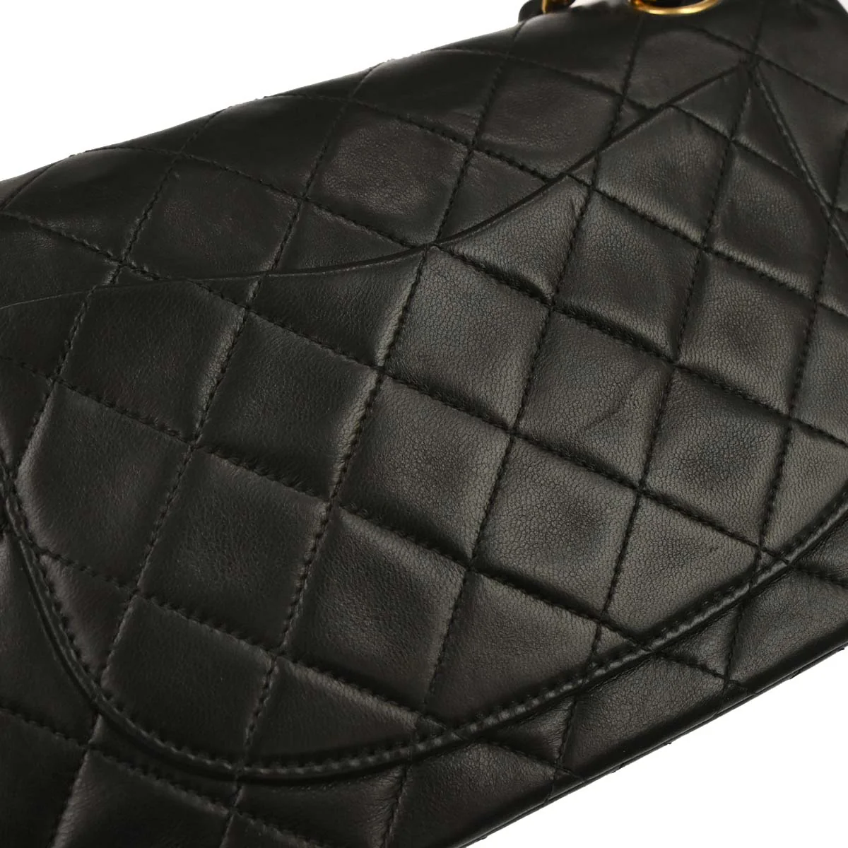 Chanel 1994-1996 Black Lambskin Small Classic Double Flap Shoulder Bag - Image 4
