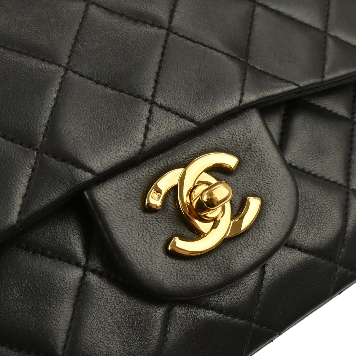 Chanel 1994-1996 Black Lambskin Small Classic Double Flap Shoulder Bag - Image 5