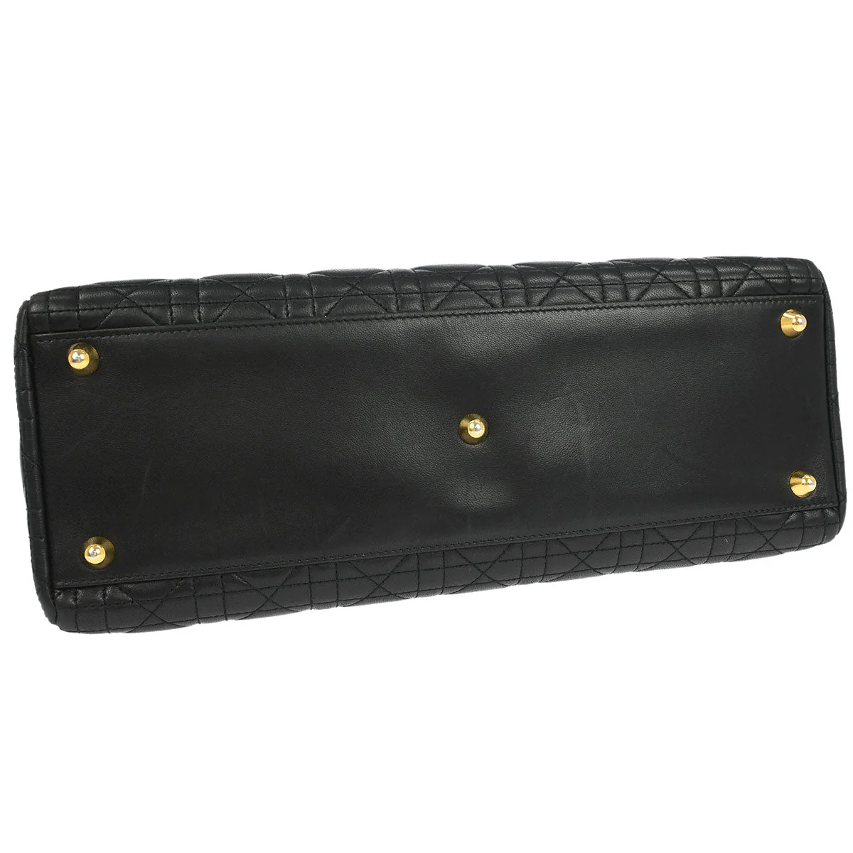 Christian Dior Black Lambskin Large Lady Dior Cannage 2way Shoulder Handbag - Image 3