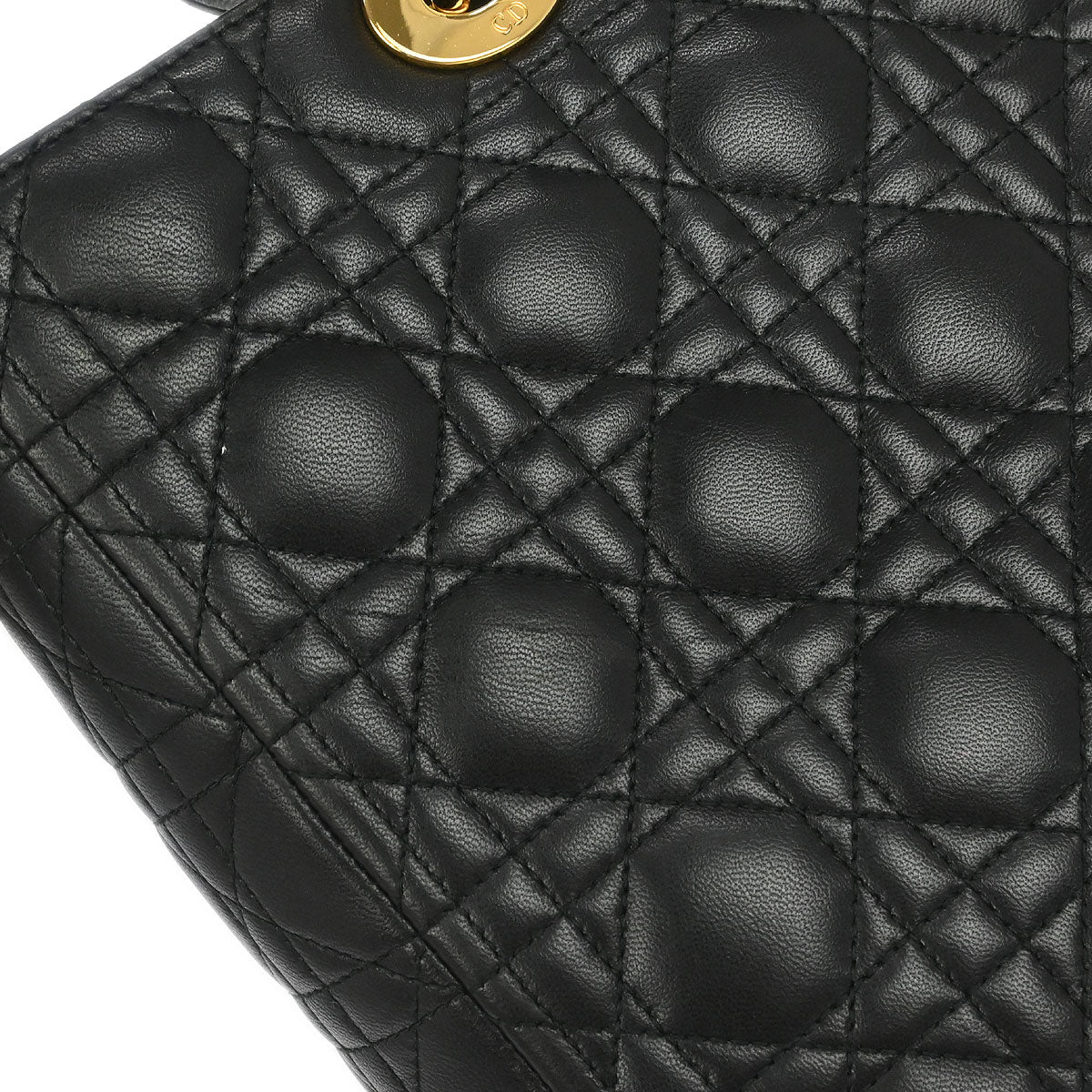 Christian Dior Black Lambskin Large Lady Dior Cannage 2way Shoulder Handbag - Image 6