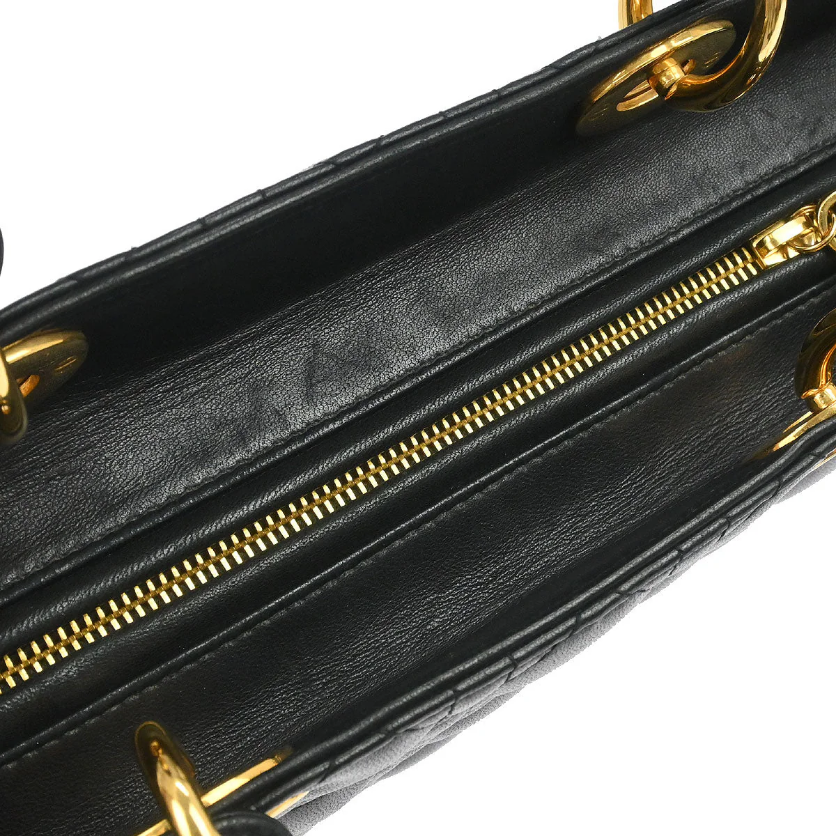 Christian Dior Black Lambskin Large Lady Dior Cannage 2way Shoulder Handbag - Image 8