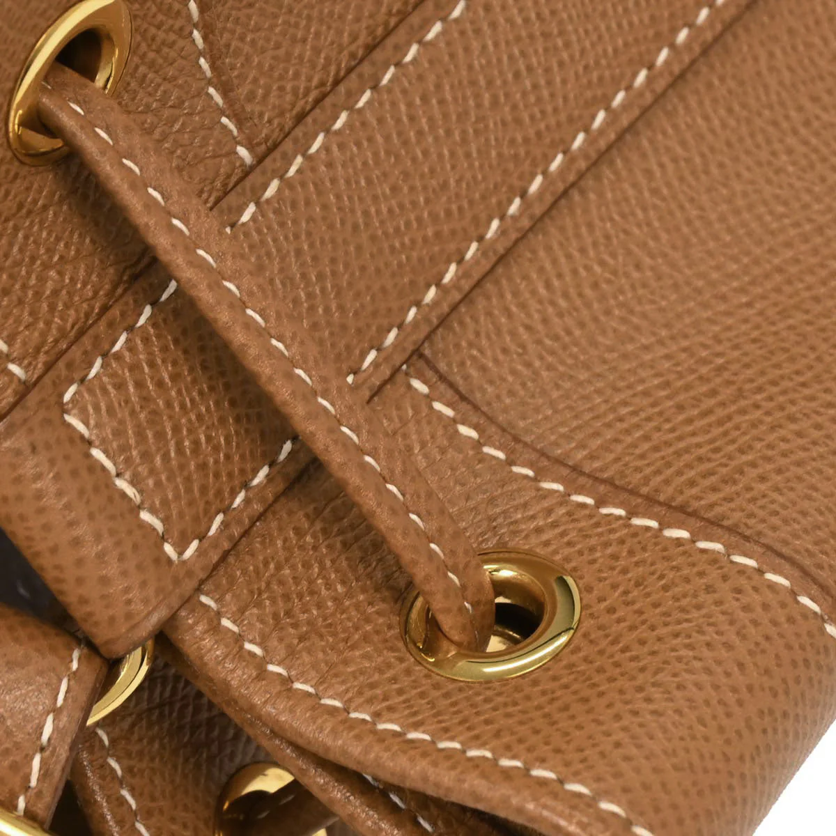 Hermes Courchevel Gold Market GM Bucket Drawstring Shoulder Bag - Image 6