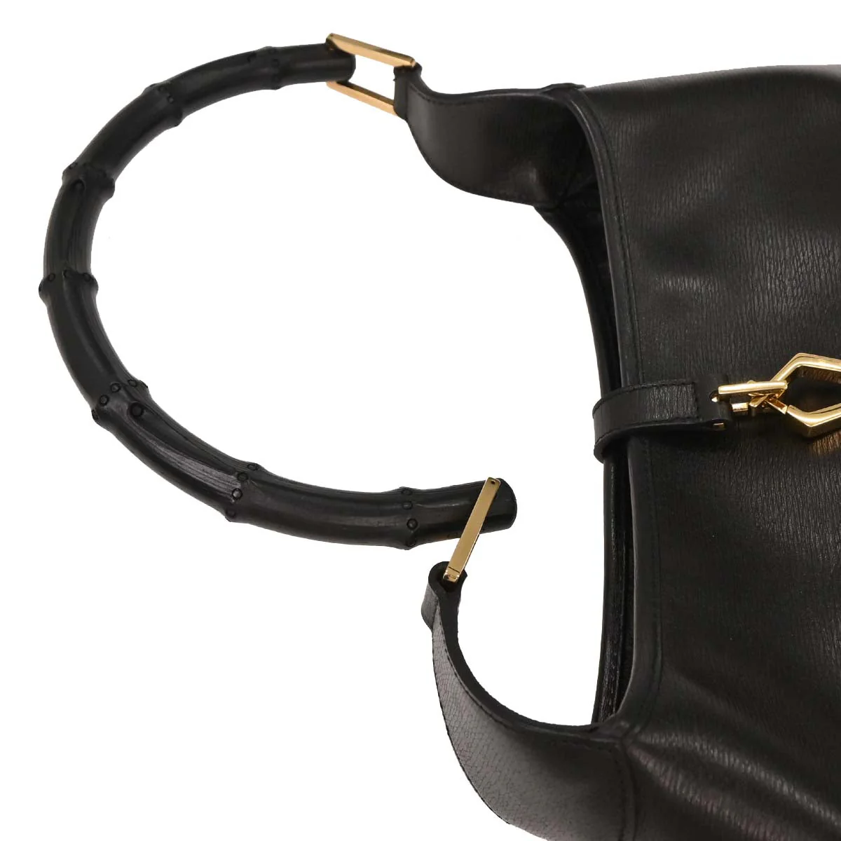 Gucci Black Leather Bamboo Handbag - Image 3