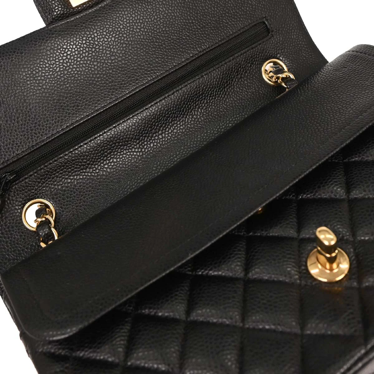 Chanel 2014 Black Caviar Medium Classic Double Flap Shoulder Bag - Image 5