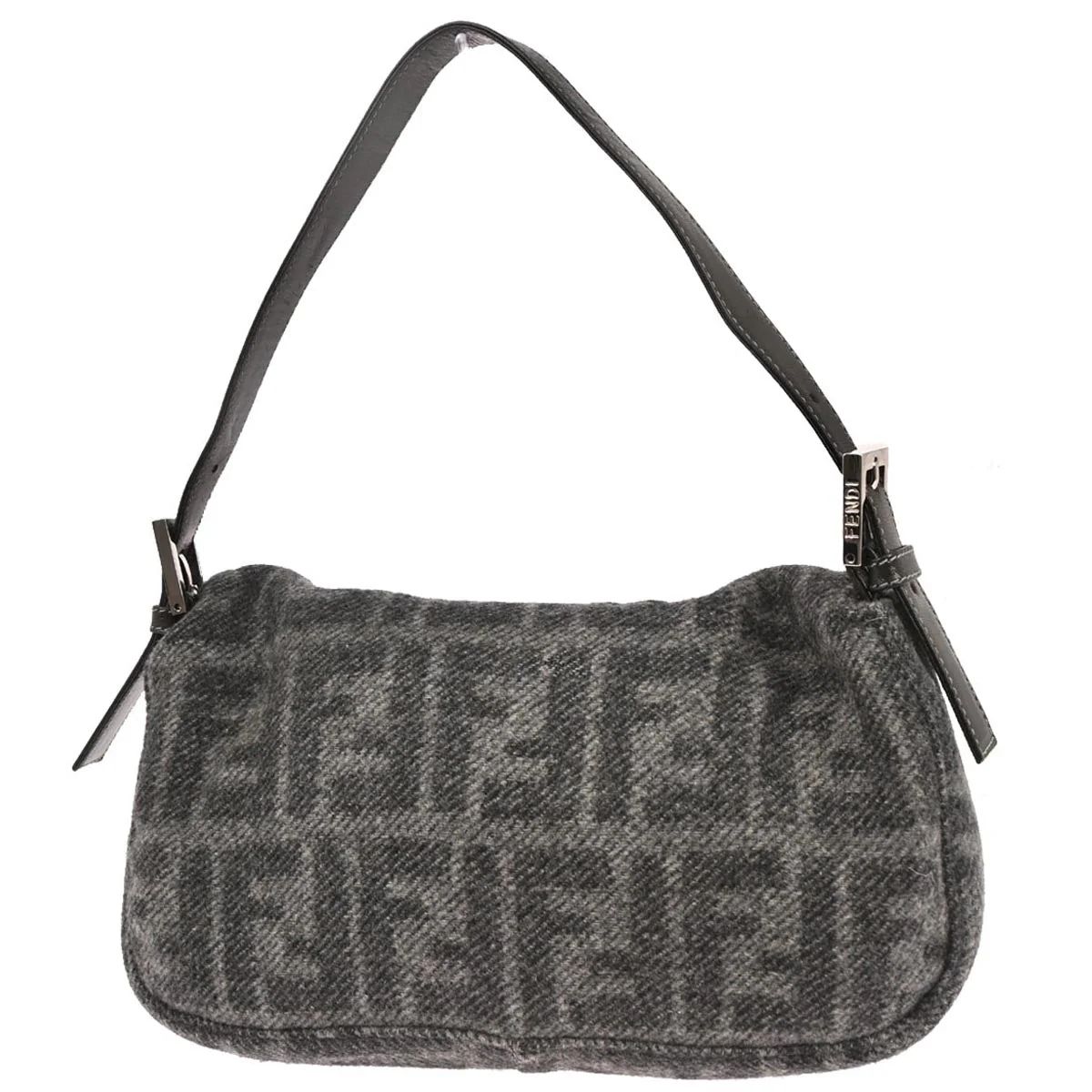 Fendi Gray Wool Zucca Baguette Handbag - Image 2
