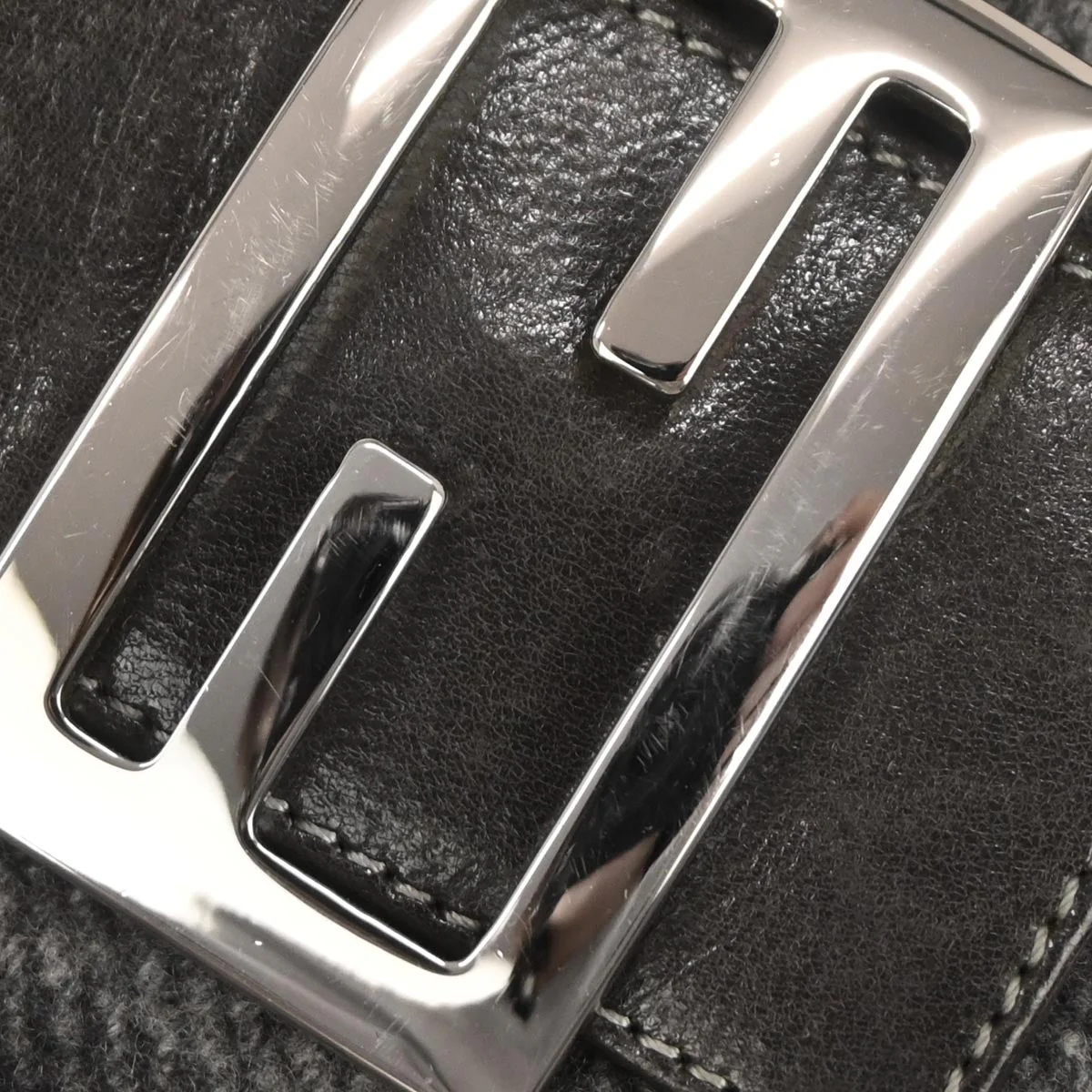 Fendi Gray Wool Zucca Baguette Handbag - Image 3