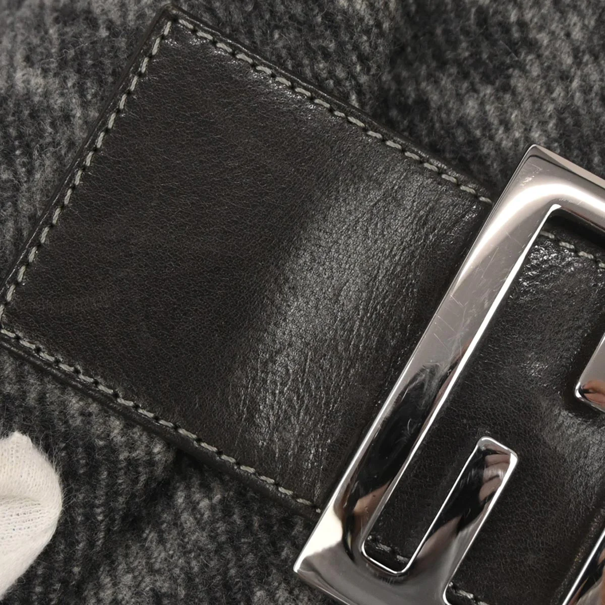 Fendi Gray Wool Zucca Baguette Handbag - Image 4
