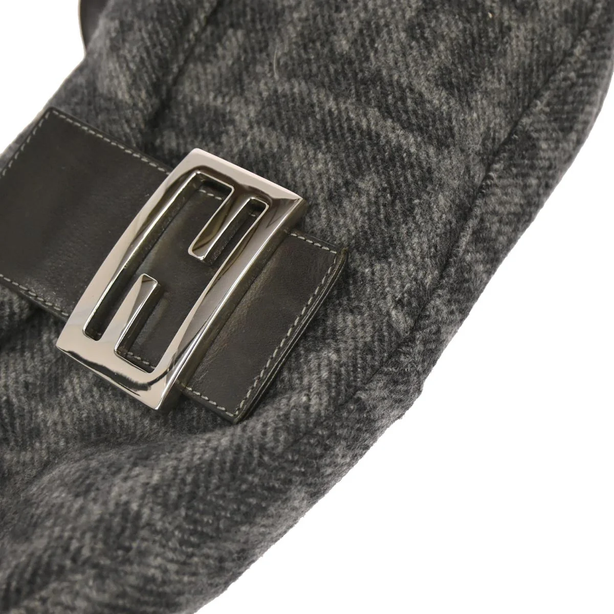 Fendi Gray Wool Zucca Baguette Handbag - Image 6
