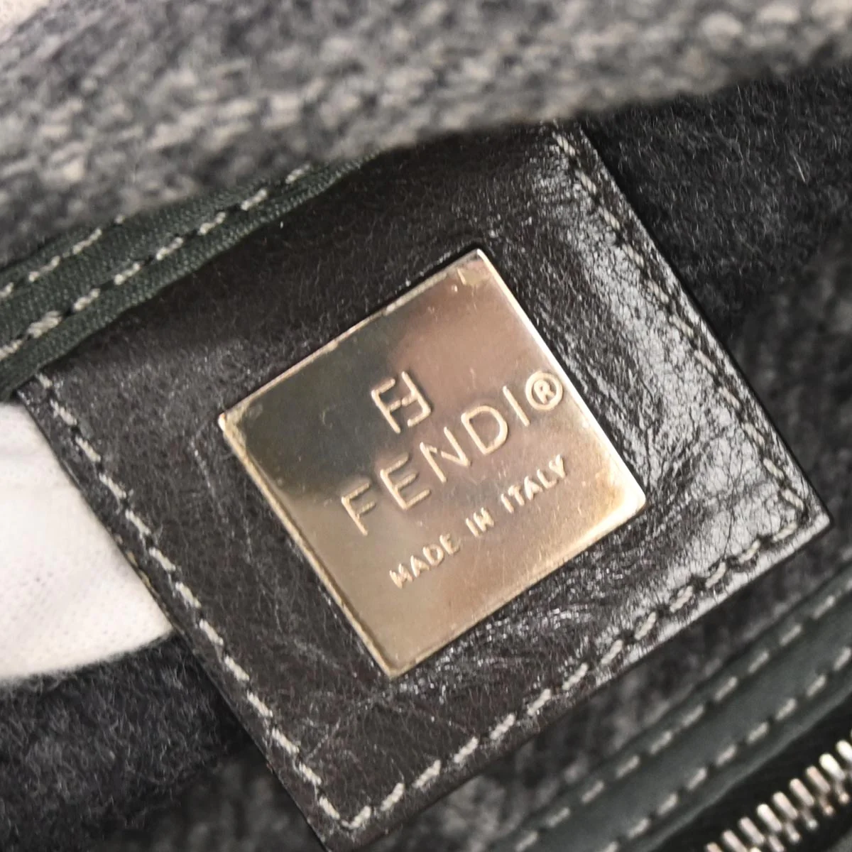 Fendi Gray Wool Zucca Baguette Handbag - Image 9