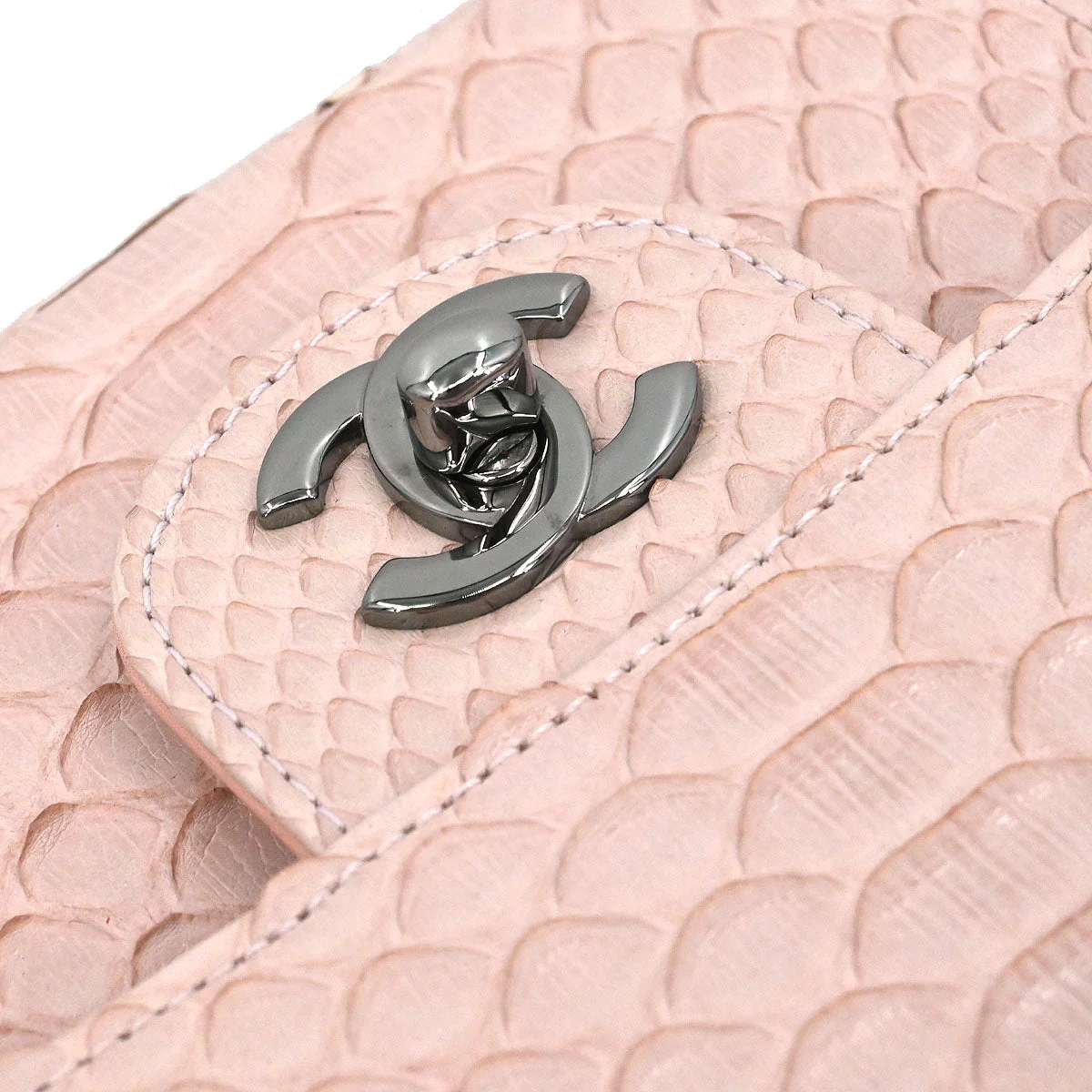 Chanel * Light Pink Python Medium Classic Double Flap Shoulder Bag - Image 3