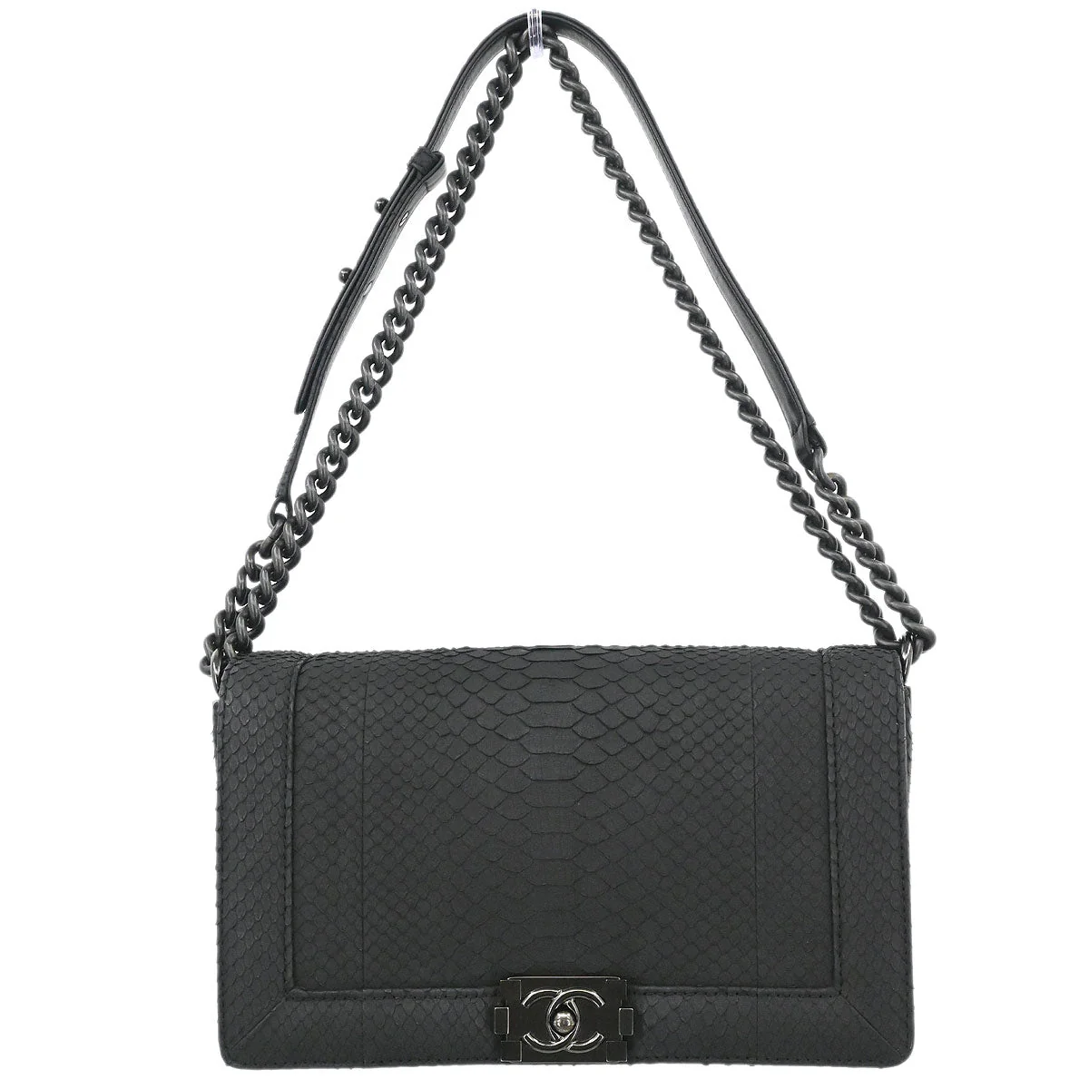 Boy Chanel * 2014 Black Python New Medium Shoulder Bag