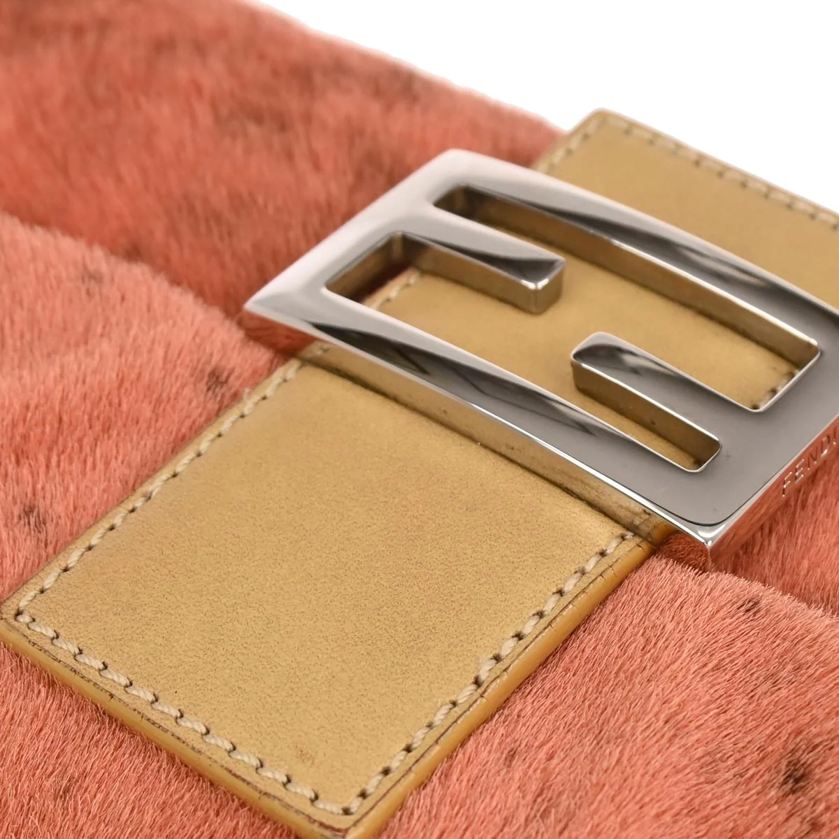 Fendi Orange Pony Hair Baguette Handbag - Image 5