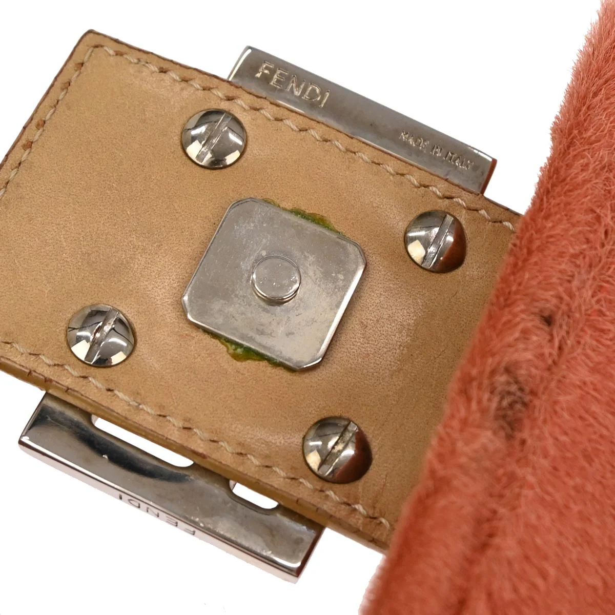 Fendi Orange Pony Hair Baguette Handbag - Image 8