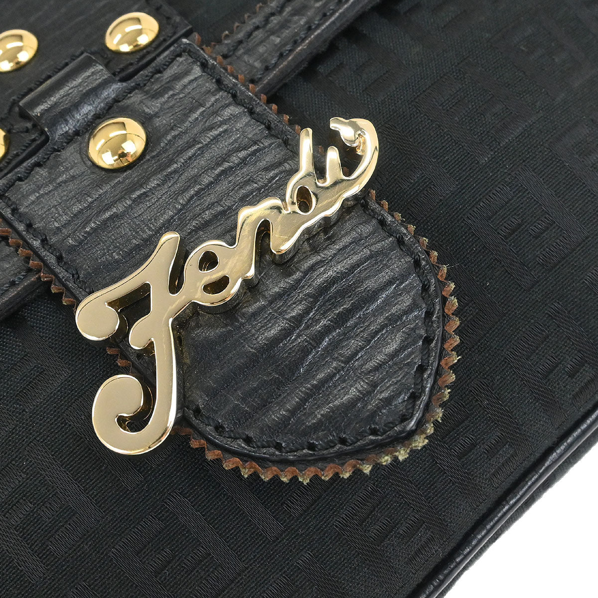 Fendi Black Zucchino Shoulder Bag - Image 3