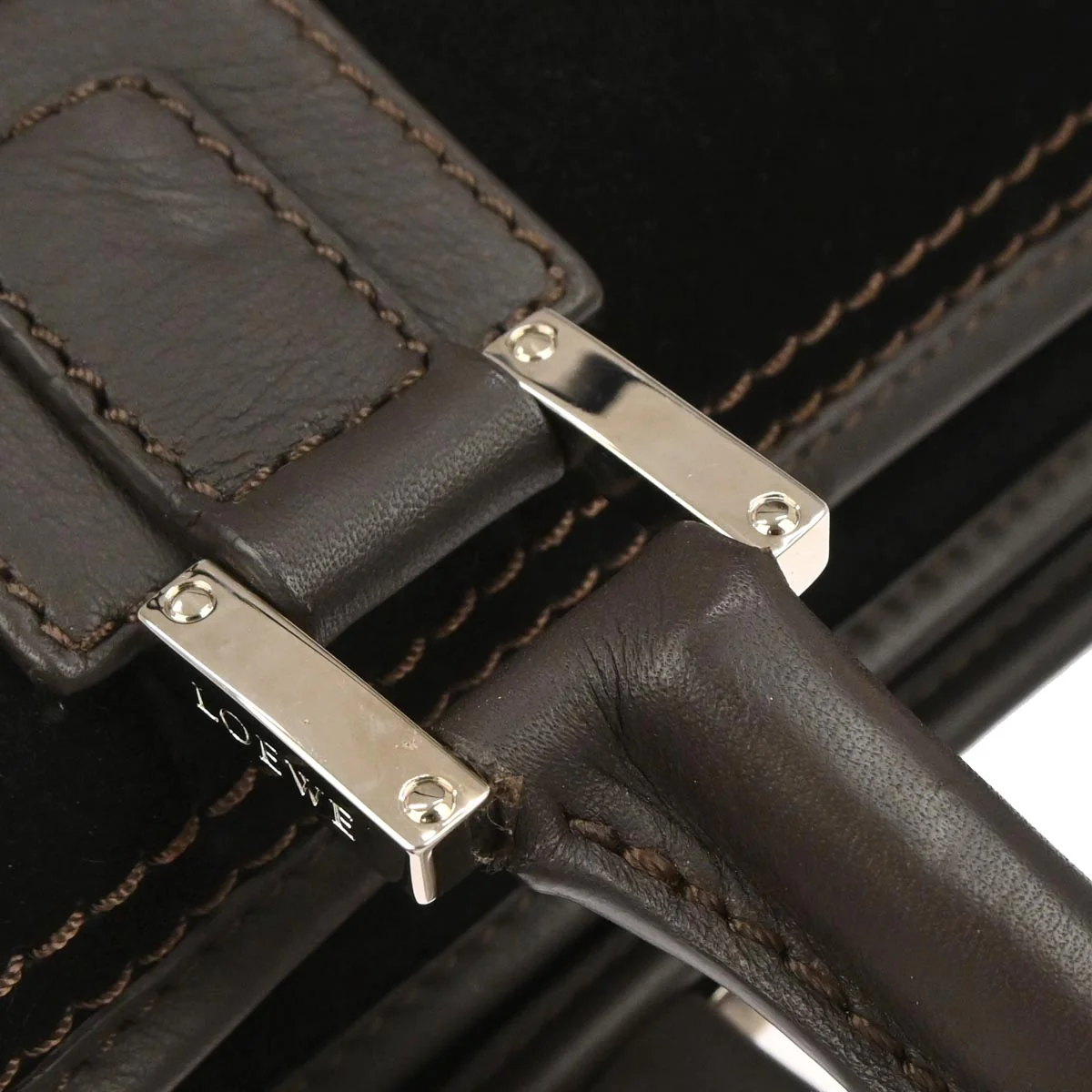 Loewe Black Suede Briefcase 2way Shoulder Handbag - Image 3