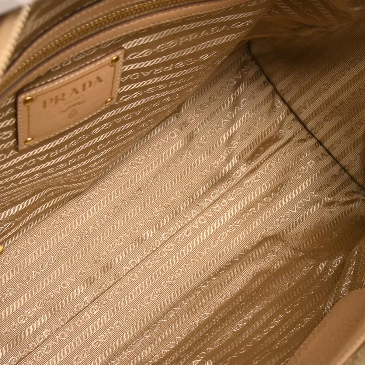 Prada Beige Leather 2way Handbag - Image 9