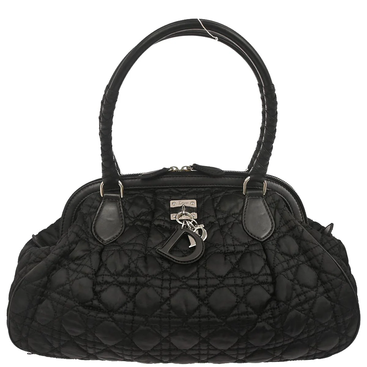 Christian Dior Black Nylon Cannage Doctor Bag Handbag