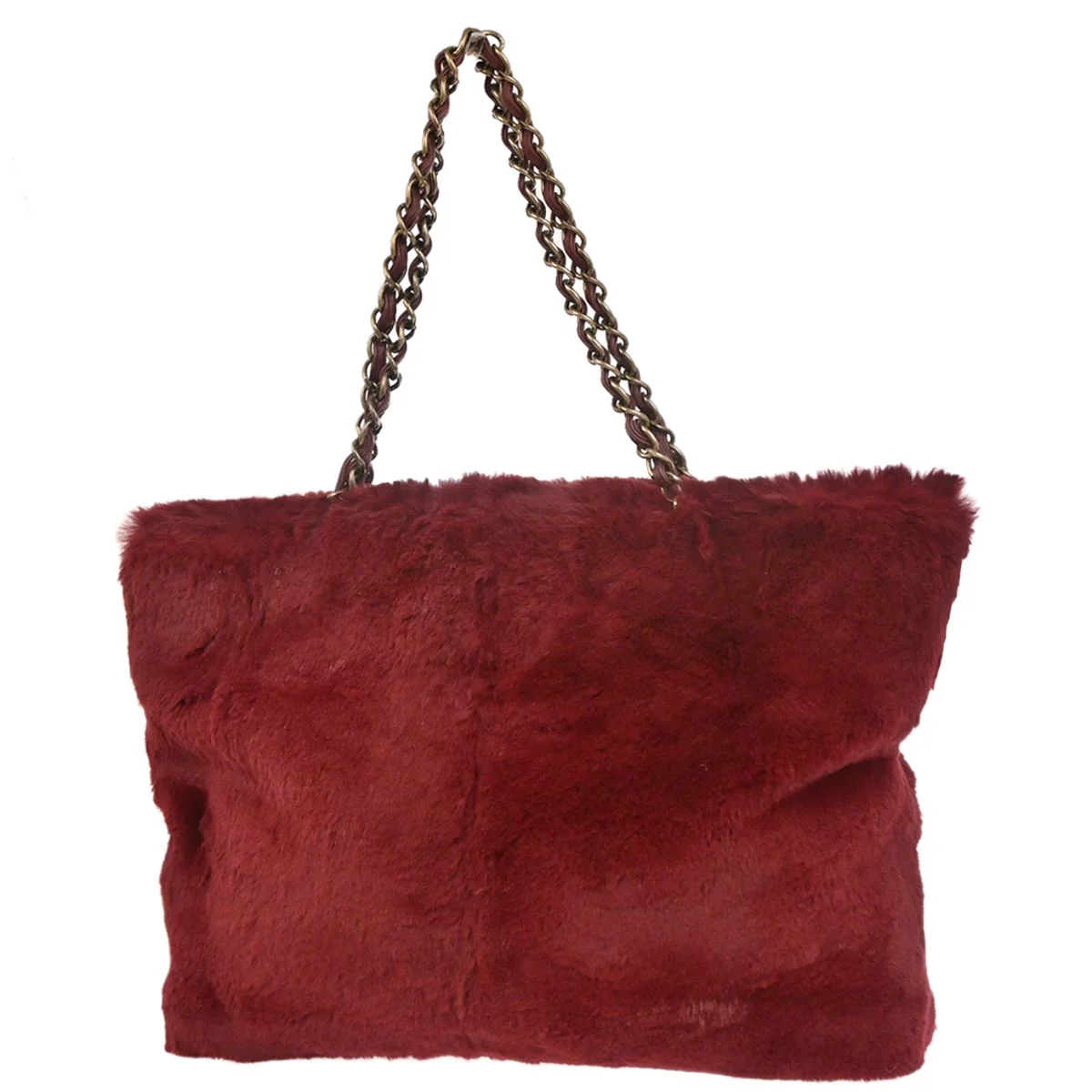 Chanel 2000-2002 Bordeaux Lapin Fur Tote Shoulder Bag - Image 2