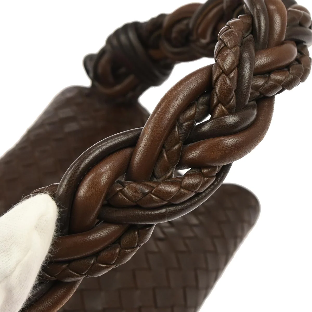 Bottega Veneta Brown Lambskin Intrecciato Handbag - Image 4