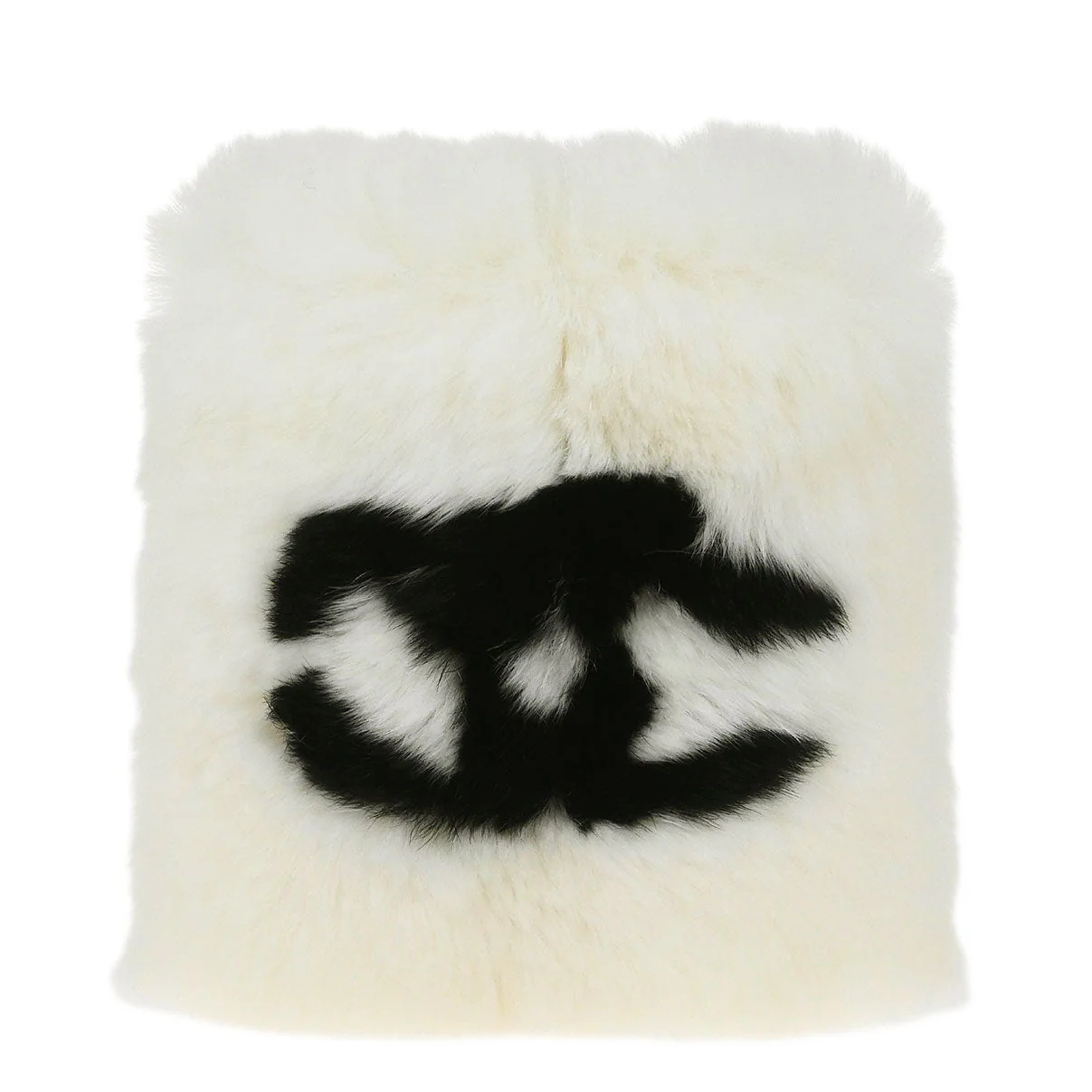 Chanel White Lapin Fur Bracelet Bangle Wristband