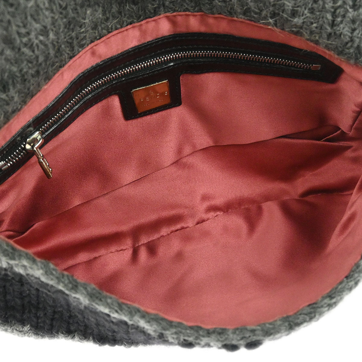 Fendi Gray Wool Baguette Handbag - Image 7