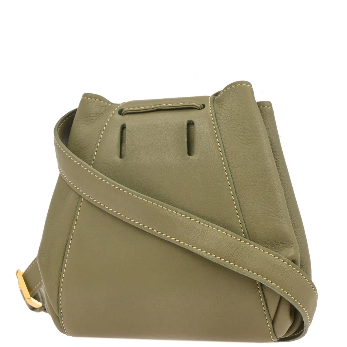 Loewe Khaki Leather Drawstring Shoulder Bag - Image 2