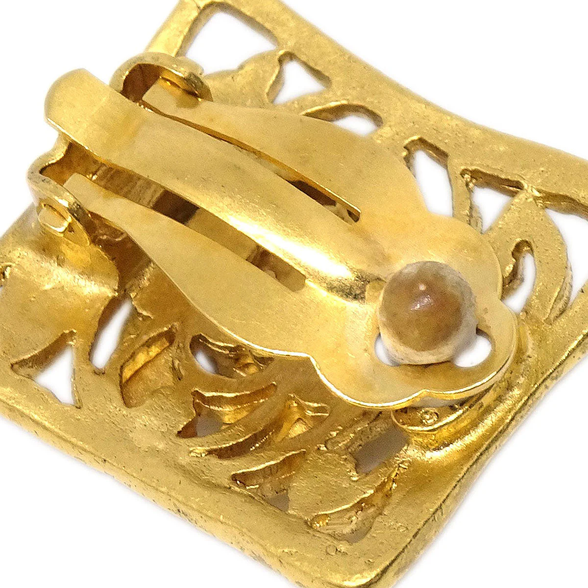 Chanel Rectangle Clip-On Earrings Gold 95A - Image 4