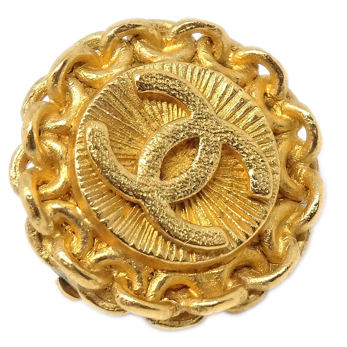 Chanel Button Clip-On Earrings Gold 96P - Image 2