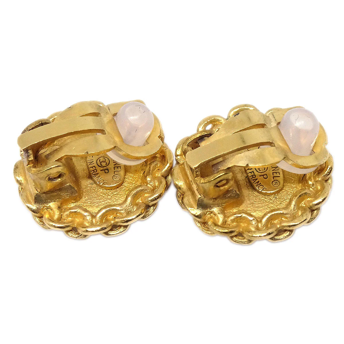Chanel Button Clip-On Earrings Gold 96P - Image 3