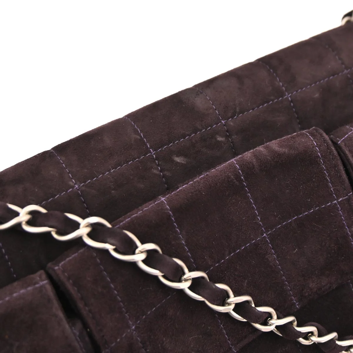 Chanel 2000-2002 Brown Suede Jumbo Mademoiselle Lock Choco Bar Shoulder Bag - Image 3
