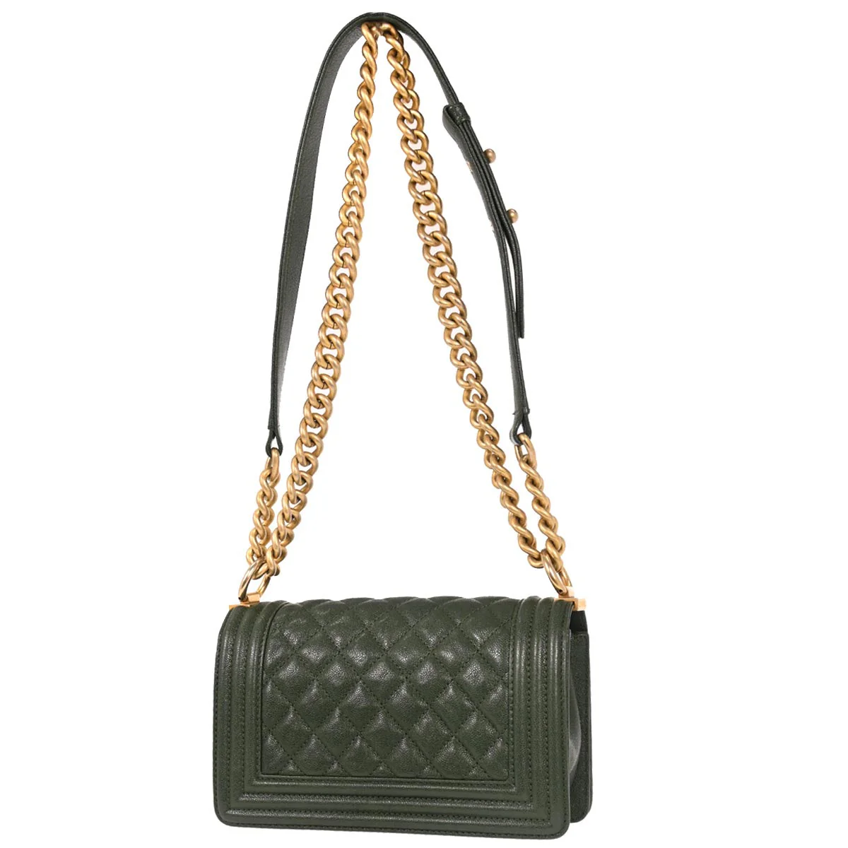 Boy Chanel 2018-2019 Green Caviar Skin Small Chain Shoulder Bag - Image 2