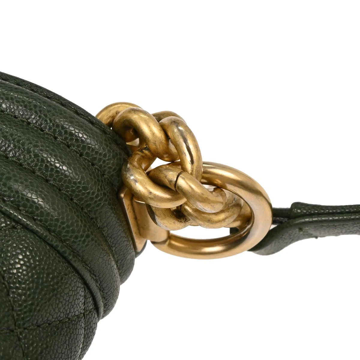 Boy Chanel 2018-2019 Green Caviar Skin Small Chain Shoulder Bag - Image 6