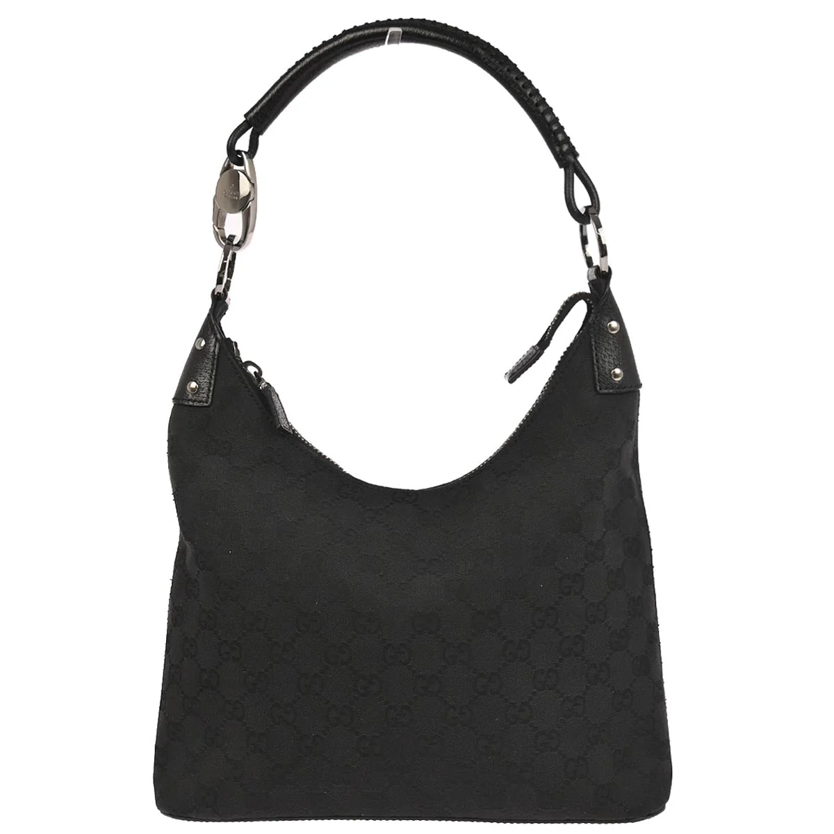 Gucci Black Canvas GG Hobo Handbag