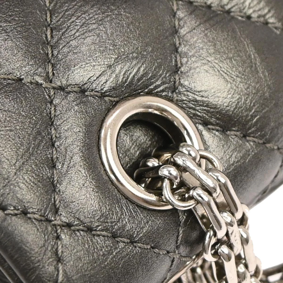 Chanel 2017-2018 Silver Calfskin 2.55 Medium Classic Double Flap Shoulder Bag - Image 5