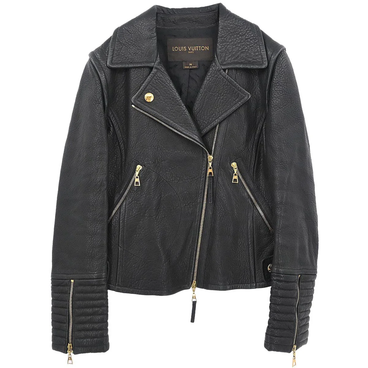 Louis Vuitton 2012 Single Breasted Lambskin Jacket Black #38