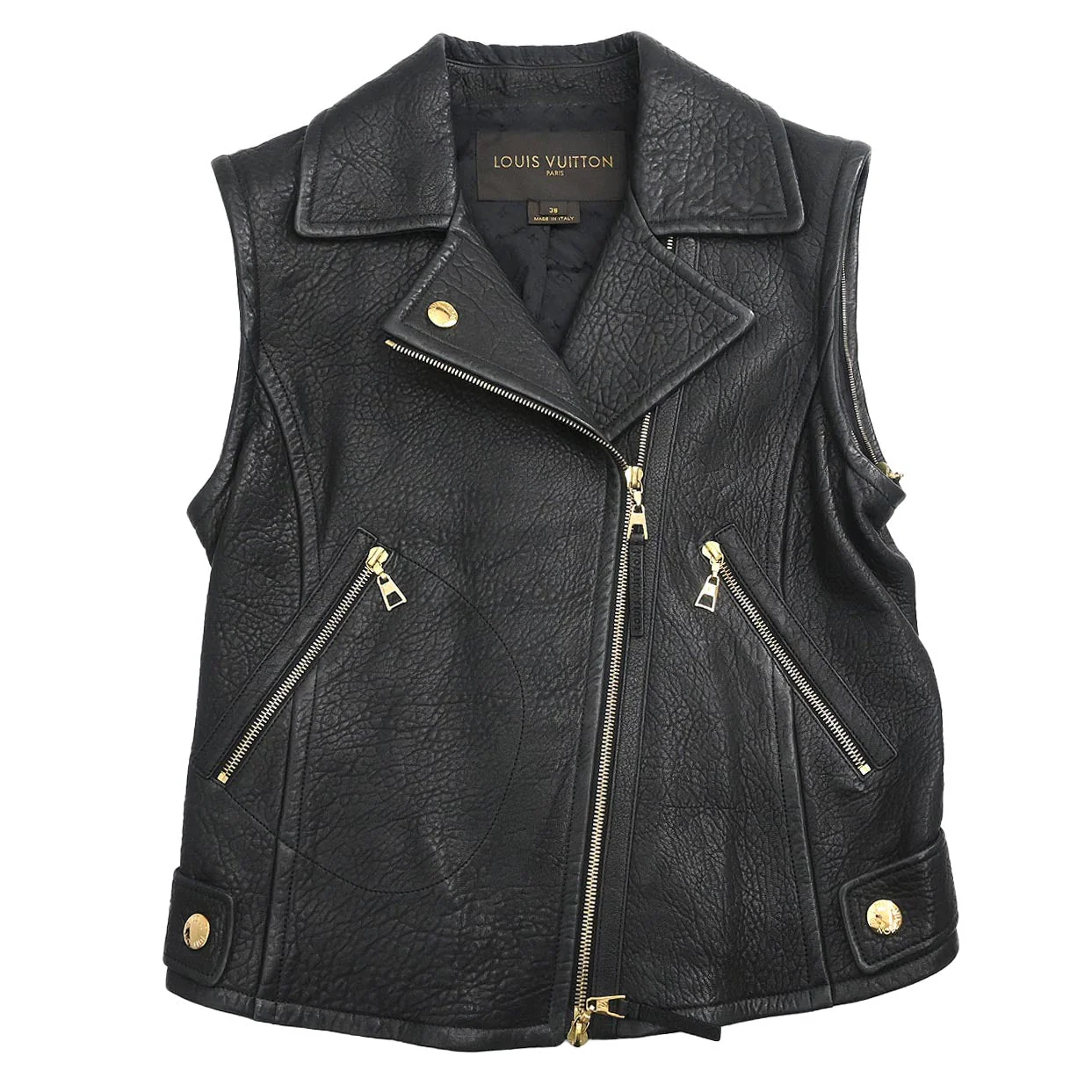 Louis Vuitton 2012 Single Breasted Lambskin Jacket Black #38 - Image 3