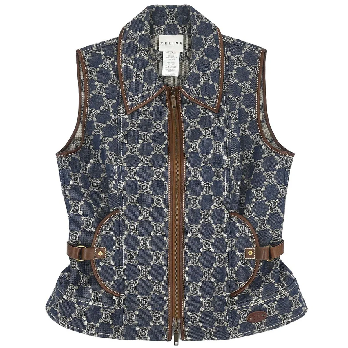 Celine Denim Sleeveless Jacket Vest Macadam Blue #40