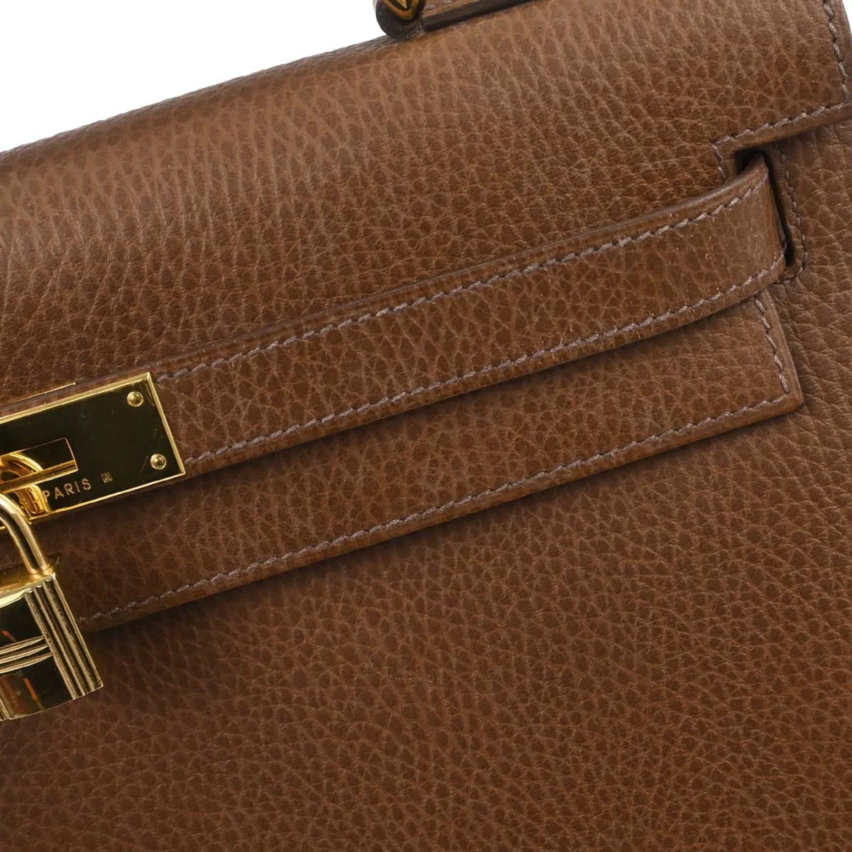 Hermes Noisette Ardennes Kelly 32 Sellier 2way Shoulder Handbag - Image 3