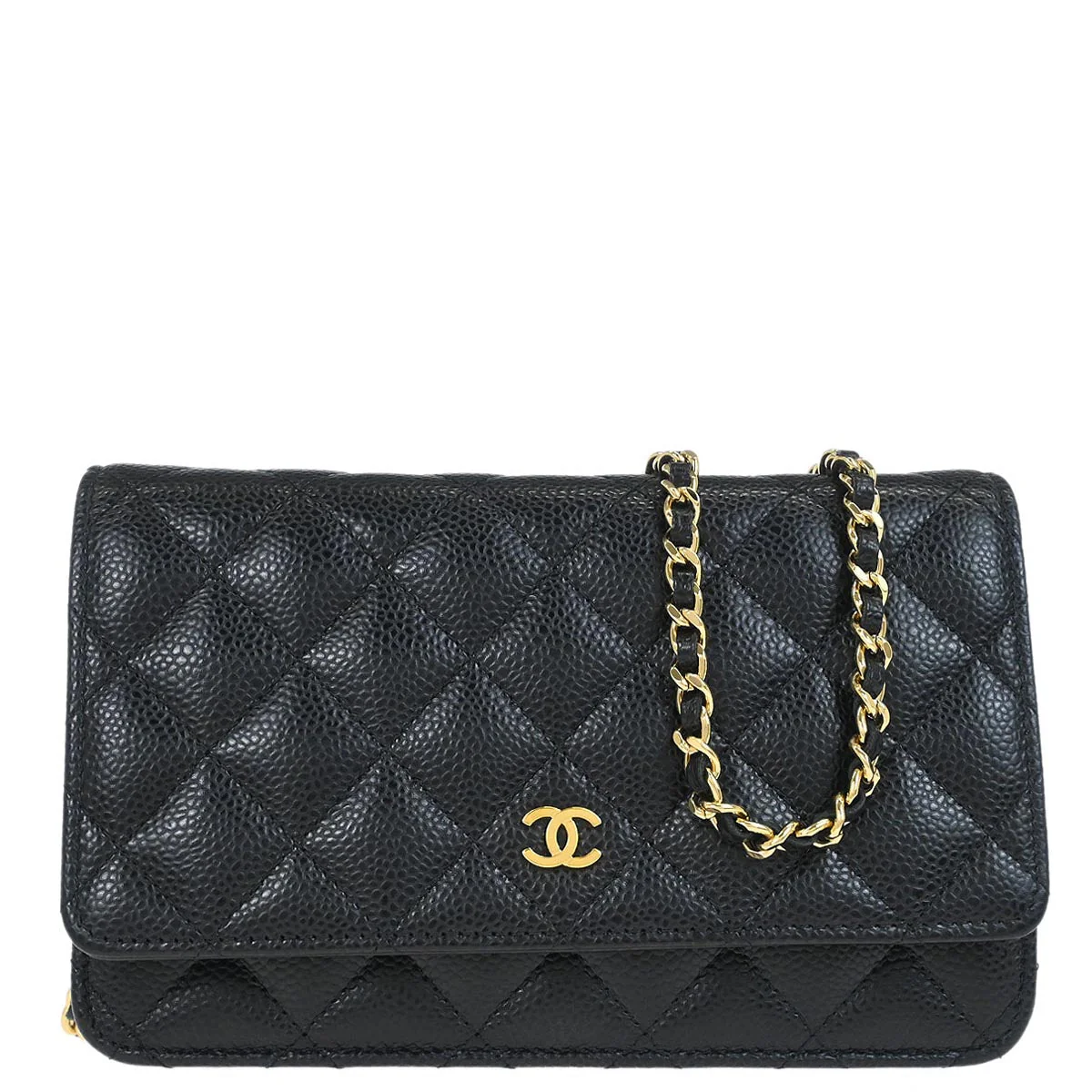Chanel 2018 Black Caviar Skin Classic WOC Wallet on Chain Bag