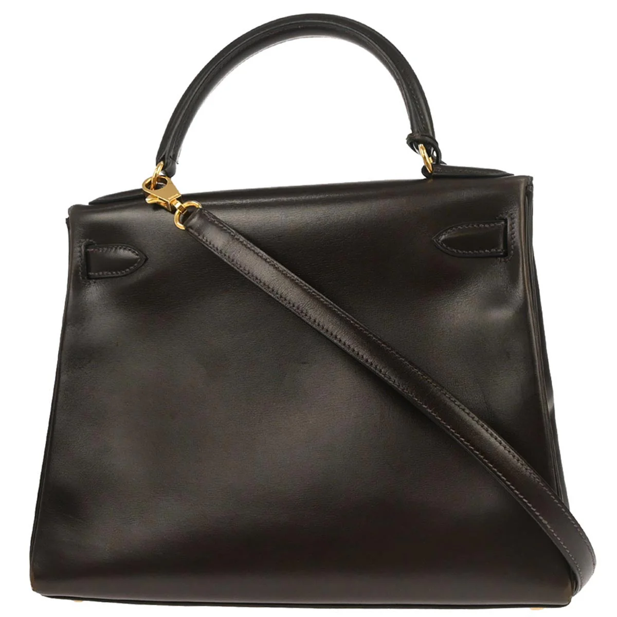 Hermes Cafe Box Calf Kelly 28 Retourne 2way Shoulder Handbag - Image 2