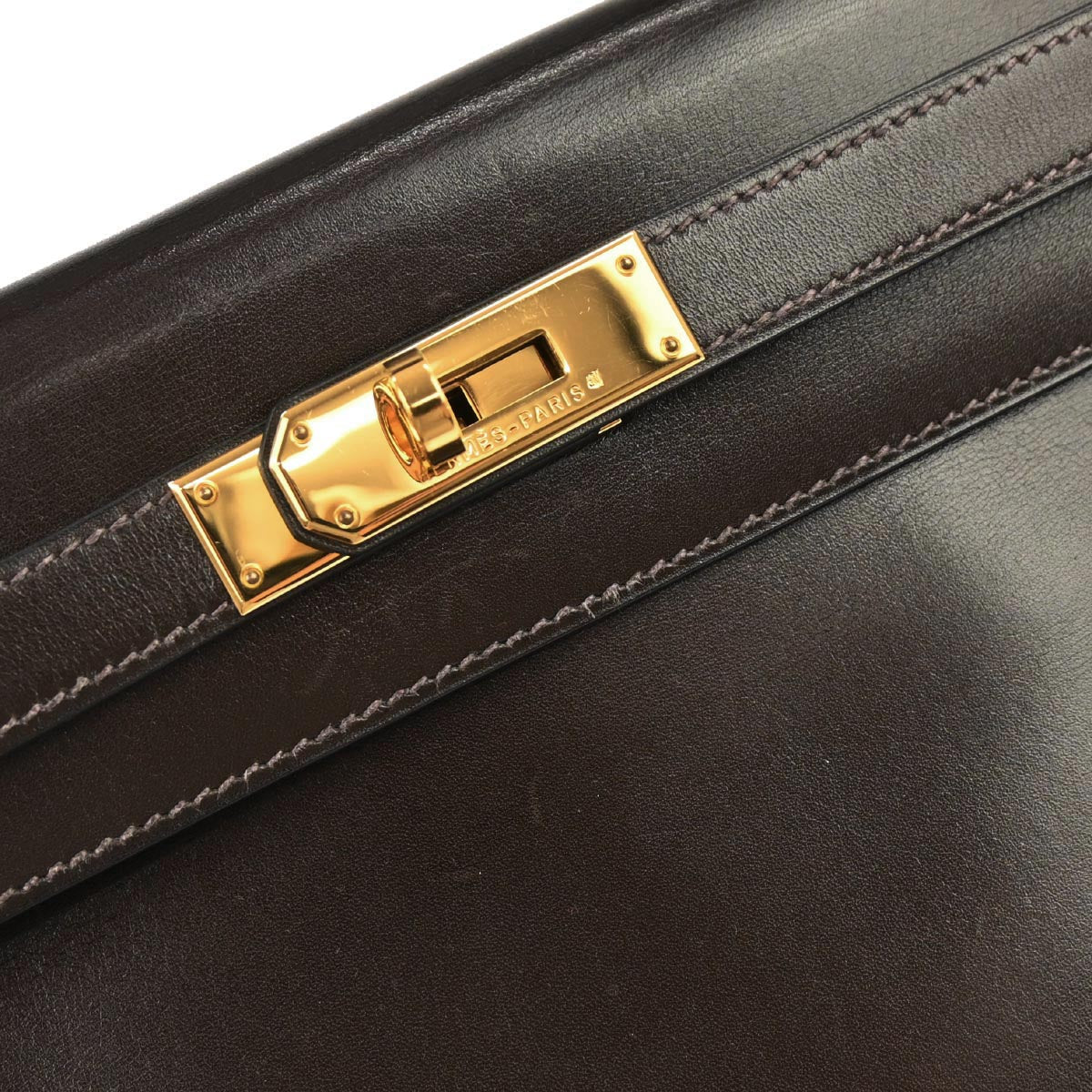 Hermes Cafe Box Calf Kelly 28 Retourne 2way Shoulder Handbag - Image 5