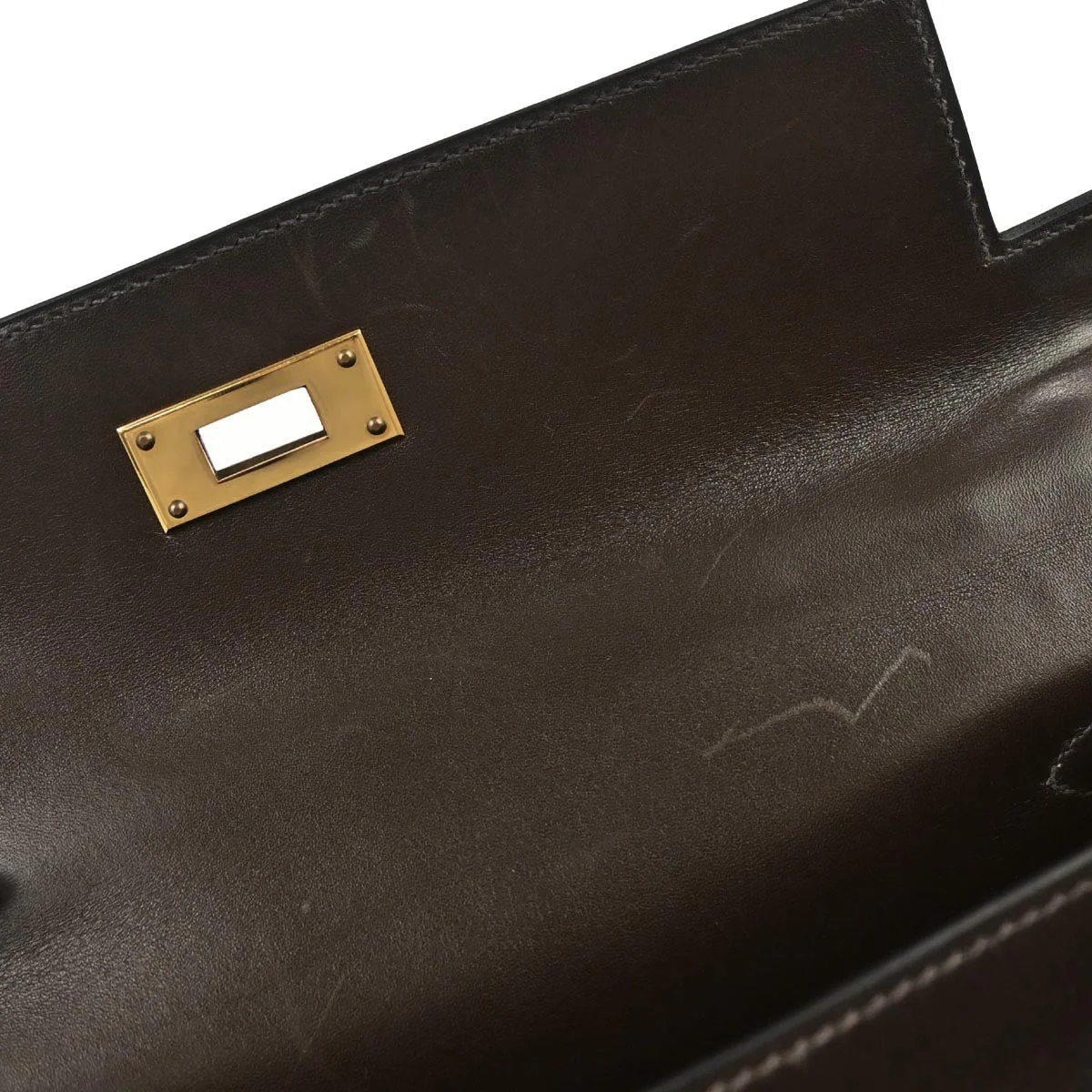 Hermes Cafe Box Calf Kelly 28 Retourne 2way Shoulder Handbag - Image 8