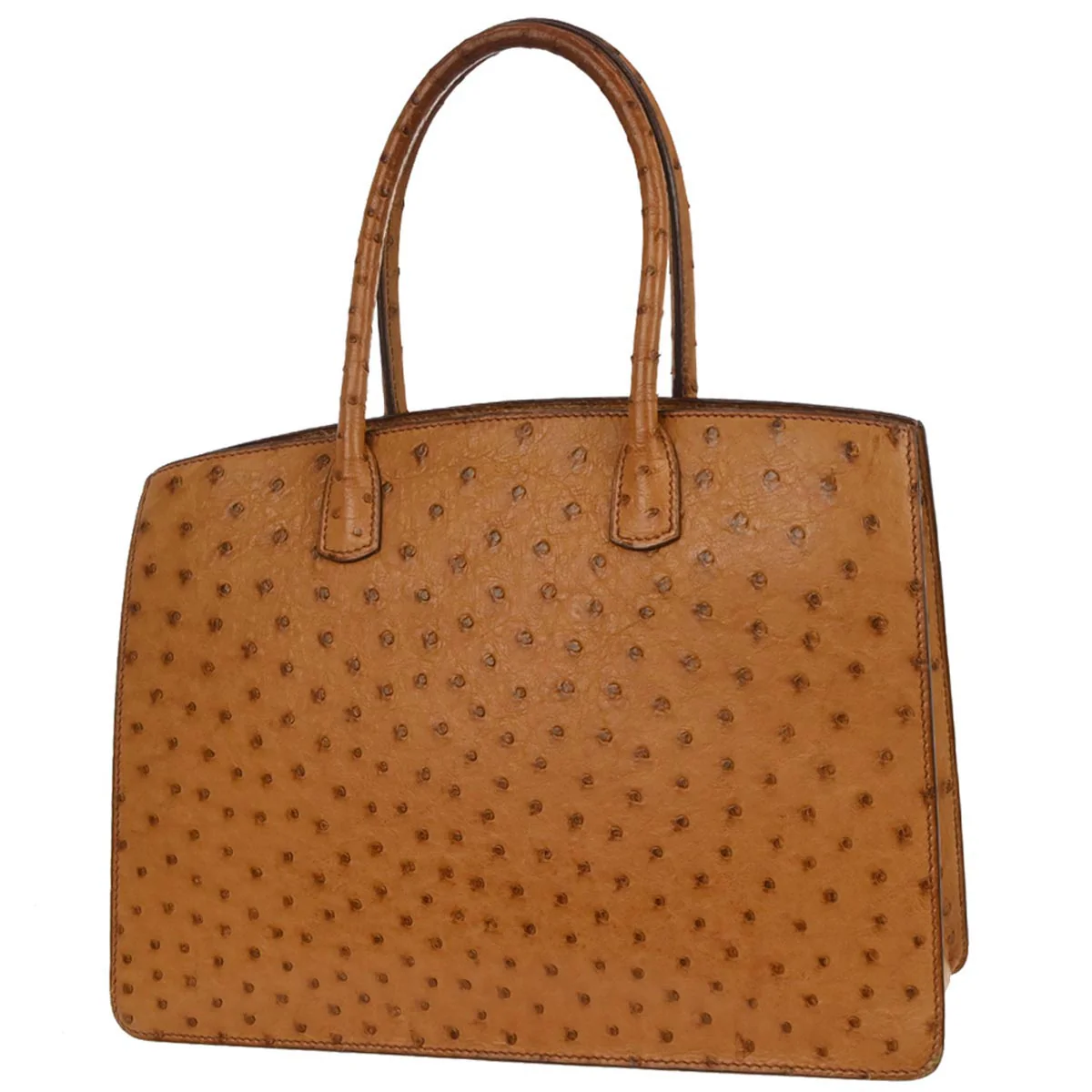 Hermes * Chestnut Ostrich White Bus PM Tote Bag - Image 2