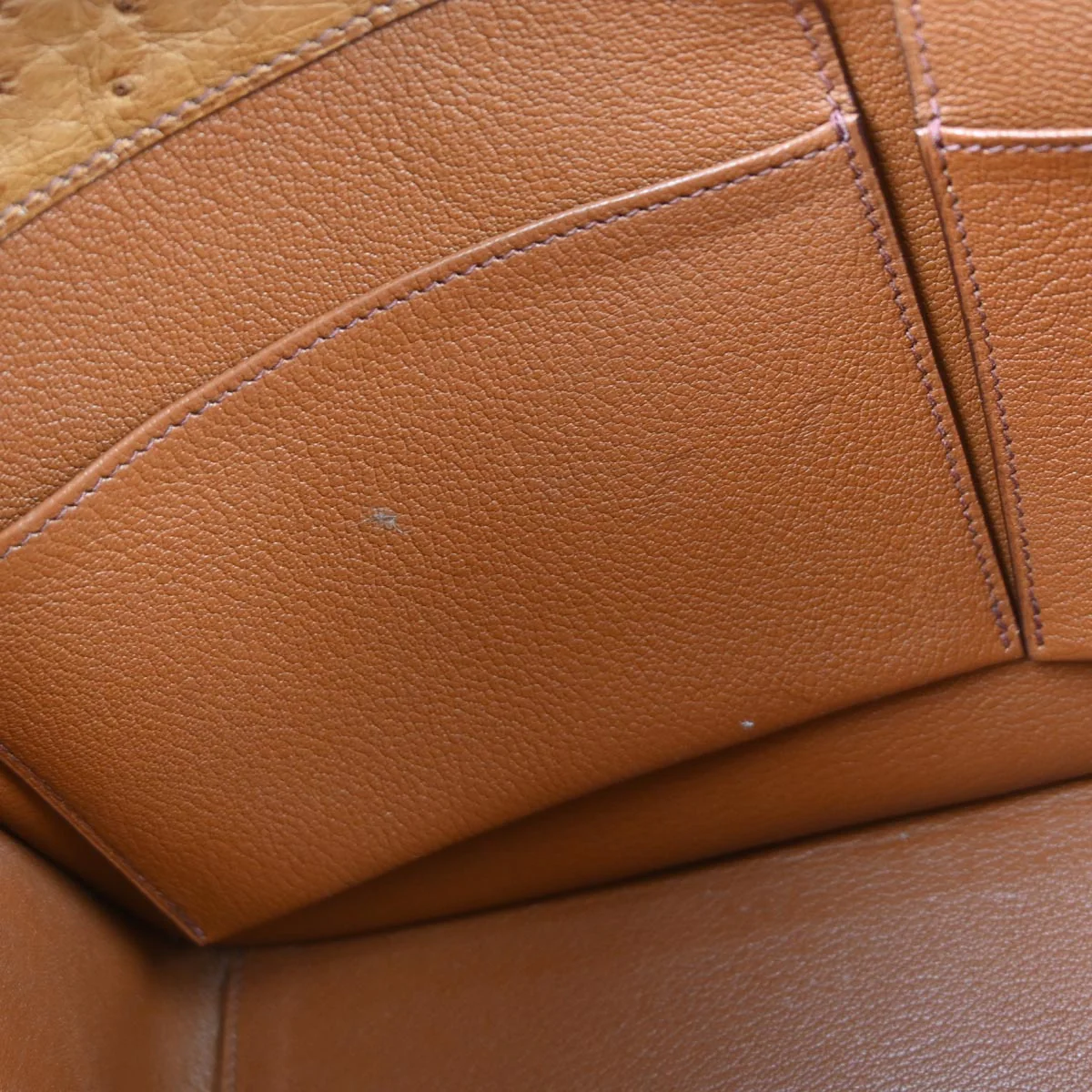 Hermes * Chestnut Ostrich White Bus PM Tote Bag - Image 9