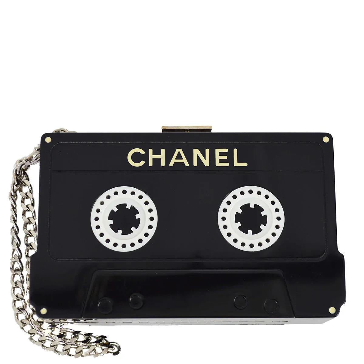 Chanel * 2004 Spring Black Acrylic Cassette Tape Clutch Bag