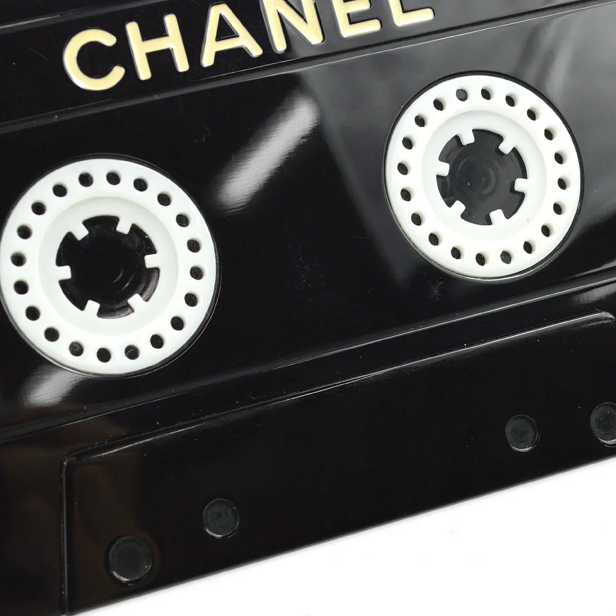 Chanel * 2004 Spring Black Acrylic Cassette Tape Clutch Bag - Image 4